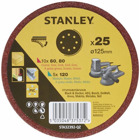 25 discos de lija para Rotorbital ø 125mm. Grano surtido  STY-STA32392-QZ