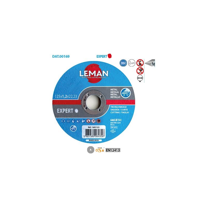 Leman - Boite de 25 disques à tronçonner plat aluminium Expert