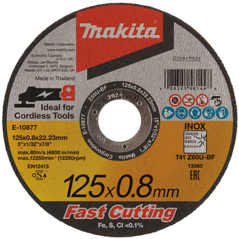 25 Disques à tronçonner métal et inox pour meuleuses à batterie MAKITA E-22953-25