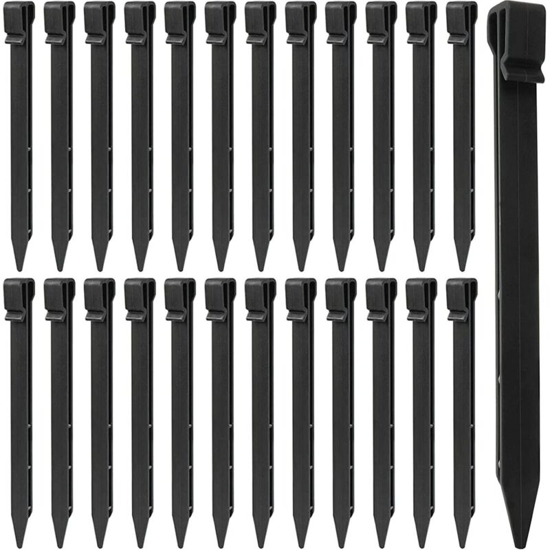 25 estacas de plástico para el suelo, 25 cm, resistentes, para bordes de paisajismo, carpas, púas de anclaje para carpas, terrazas, césped y jardines