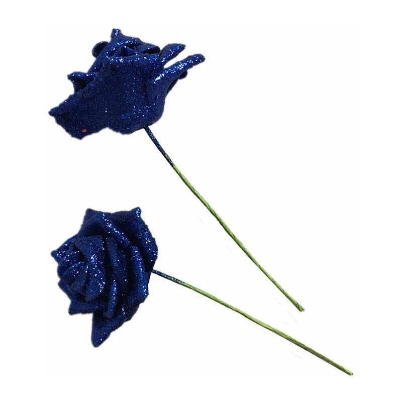 Tlily - 25 Fausses Roses Bleues de Fleurs Artificielles, UtiliséEs pour les DéCorations de Centre de Bouquet de Mariage Bricolage, DéCorations de de