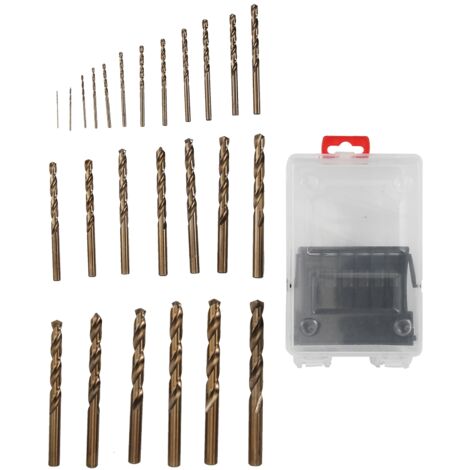 25 Forets hélicoïdaux M35 Cobalt, Tige droite pour acier inoxydable, 1‑13mm, HSS