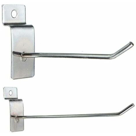 25 ganchos para pared de listones, para exhibición en tiendas, 100 mm