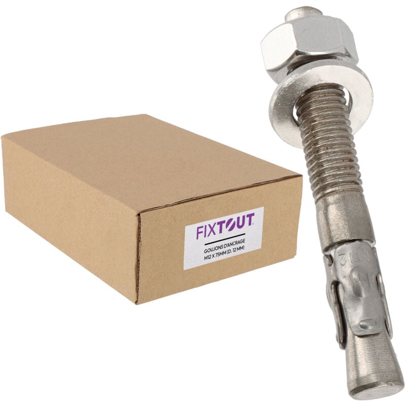 Lot de 25 goujons d'ancrage en acier inox A2 M12 - Diamètre 12 mm - Longueur 90 mm