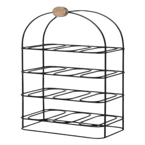 25 Inch 12 Bottle Wine Rack - Cast Iron - L63 x W33 x H18 cm - Black