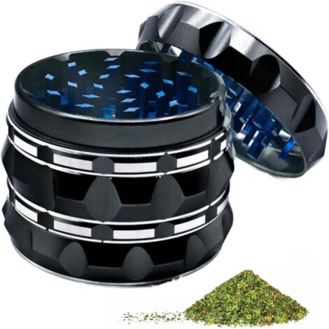 2.5 inch diameter aluminum alloy grinder four layer flat lightning transparent upper cover Blue