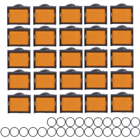 25 Interrupteurs à Bouton-Poussoir Momentanés Auto-Blocants Rectangulaires Lumineux 12V BEMLA1611DSJ 16mm (Jaune)