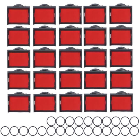 25 Interrupteurs à Bouton-Poussoir Momentanés Auto-Blocants Rectangulaires Lumineux 12V BEMLA1611DSJ 16mm (Rouge)