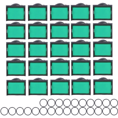 25 Interrupteurs à Poussoir Momentanés Auto-Bloquants Rectangulaires Lumineux 12V BEMLA1611DSJ 16mm (Vert)