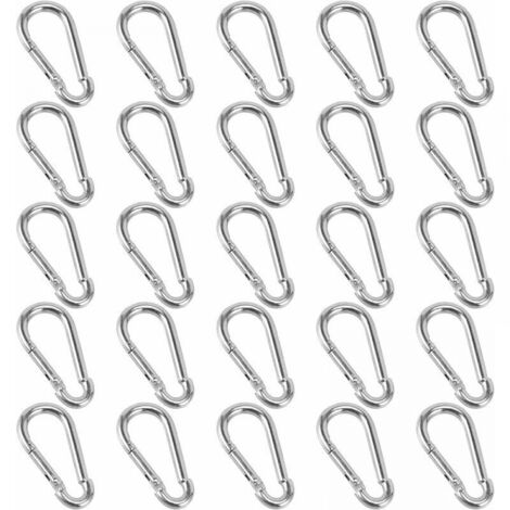 25 Karabiner, 40 x 4 mm kleine Karabiner, Schlüsselring-Karabiner für Rucksäcke, Hundeleinen, Camping, Angeln, Reisen