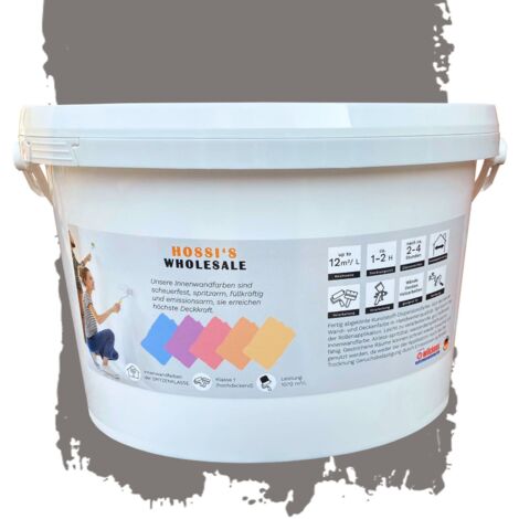 2,5 Liter Premium Klasse 1 Wandfarbe Eagle Rays Grey  Dunkelgrau  tropf- und spritzgehemmt  hochdeckend  geruchslos  Edelmatt