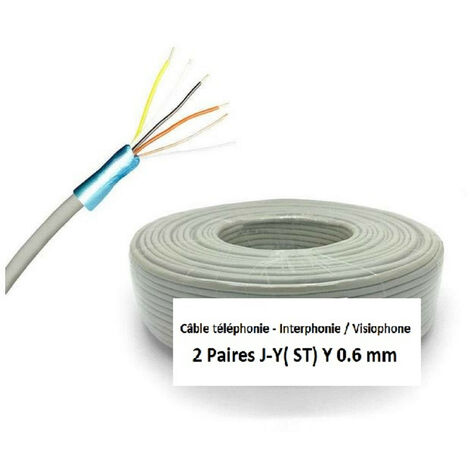 Cable Téléphonique série 298 /4 paires couleur ivoire couronne de 100 Mètres