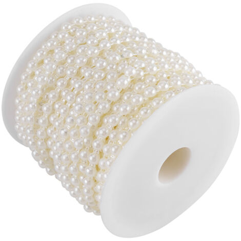 25 m Rouleau de Guirlande Perles Fausses Perles Demi-Rondes Coton pour Mariage (beige)