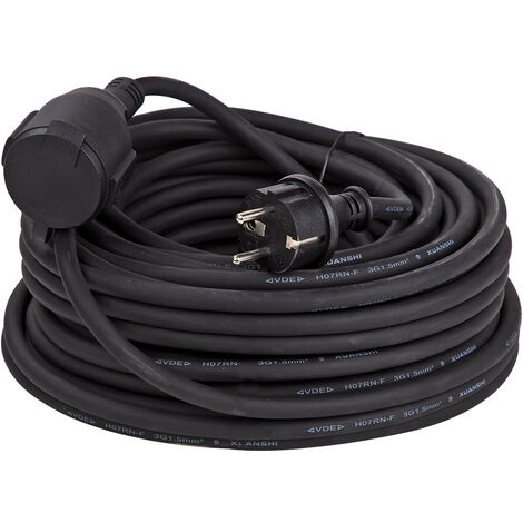 25 m Verlängerungskabel H07RN-F 3x1,5mm² IP44 für innen/außen schwarz
