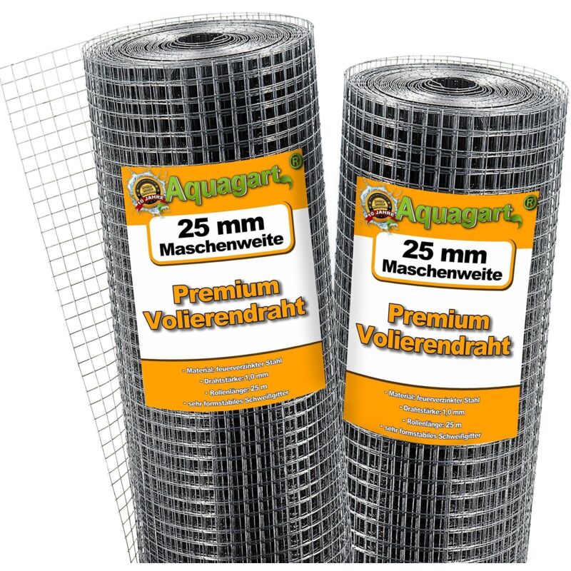 Aquagart - 25 M X 1 M Aviary Wire Mesh Welding Grid Wire Mesh Wire Fencing