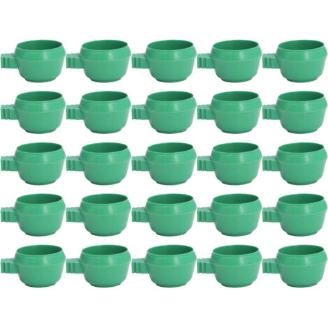 25 Mini-Futter- und Trinknäpfe für Vögel und Papageien, rund, grün, zur Einbaumontage, für Bauernhäuser