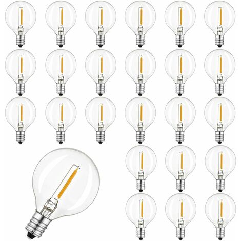 6pcs G40 Ampoules de remplacement LED, E12 Base à vis Ampoules Led  incassables Globe pour corde solaire