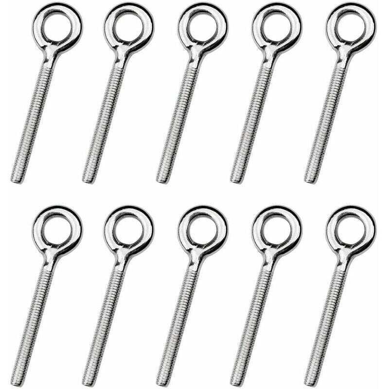 Snq 25 Pack M4 Eye Bolts, Welded Ring Bolts, Threaded Rings, Eye Hook Bolts For Garden Swings