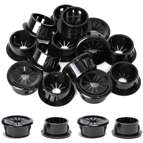 25 passe-câbles, clips de 19 mm de diamètre, passe-câbles ronds en nylon pour câbles de bureau, noirs