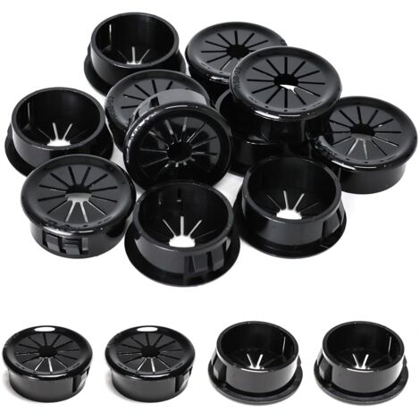 25 passe-câbles, clips de 25 mm de diamètre, passe-câbles ronds en nylon pour câbles de bureau, noirs