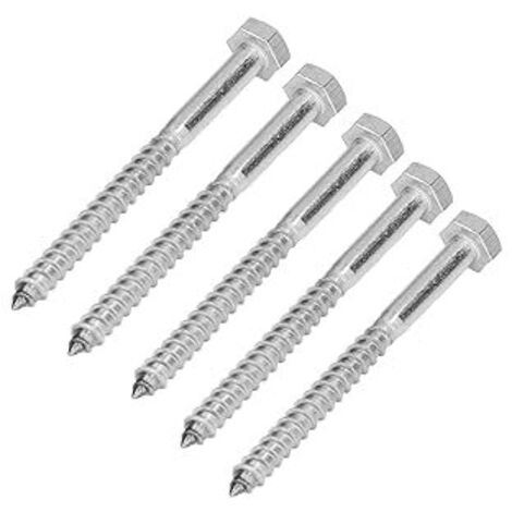 25 Pcs Hex Tête Lag Boulons, 304 En Acier Inoxydable Partielle Filetage Auto-Taraudage Vis pour Maisons En Bois ou Toit Composants (M6  70 mm)