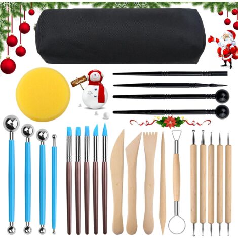 25 Pcs Modeling Clay Sculpting Tools Clay Modeling Tool Sculpting Modeling Tool  Silicone Modeling Tool, Wooden Modeling Tool With Storage Bag For Pott