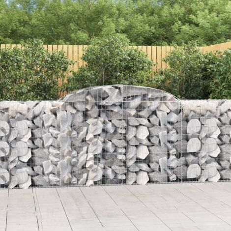25 pcs Paniers à gabions  Clôture de jardin  Mur en Gabion  Cage à Pierres de Jardin décoratif arqués 300x50x100/120 cm fer galvanisé DBEB4776310