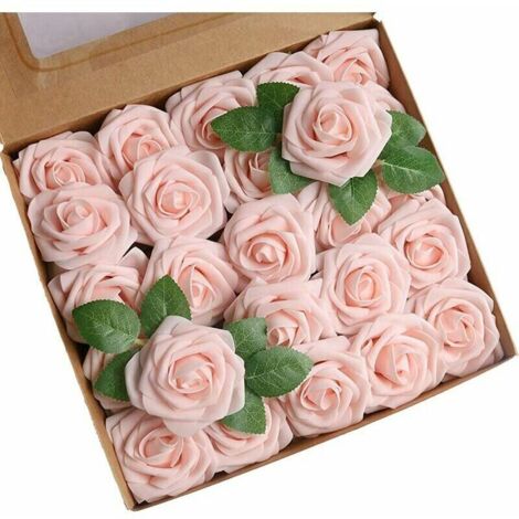 25 Pcs Roses Artificielles Fls Artificielles Roses en Mousse Artificielle avec Tiges pour DIY Mariage Bouquets de Mariée Centres de Table Arrangements de Table Décorations de Fête à la Maison - Cha