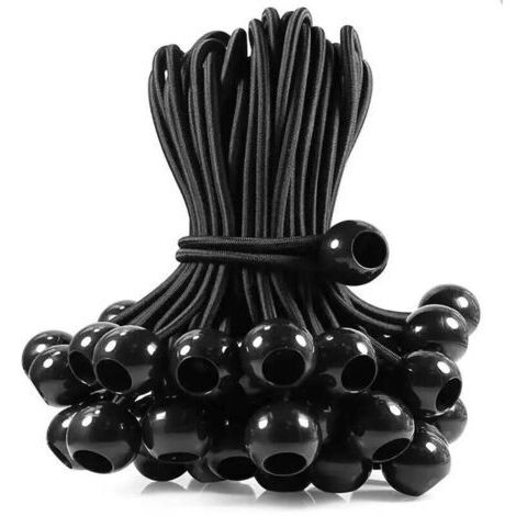 25 pcs Tendeur Elastique avec Boule, Sandow Elastique, pour Bâches,Tentes de Camping,Auvents, Bannières,Pavillon,Rideaux Harnais D’Extension,Support de Bâche (10cm)