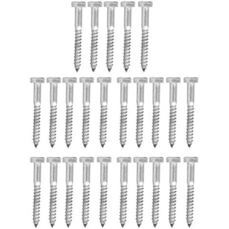 25 PCS Vis Tire-fond Hexagonales M650MM 304 Boulons Tire-fond en Acier Inoxydable Vis Autotaraudeuse en Bois pour Poteau en Bois Câble Garde-corps Pont Balustre