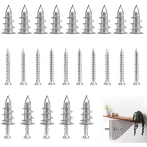 25 Pcs Zinc Alloy Plasterboard Anchor Kit placo Expansion Anchor with 25 Placoplatre Screws Fix Universal placo Anchor for Wall Drywall Shelves Bathrooms