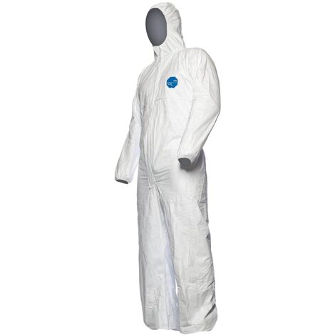 25 pezzi. DuPont Tyvek 500 Xpert - Tuta protettiva agenti chimici con cappuccio, categoria III, tipo 5-B e 6-B, resistente e leggera, XL, bianco, 25