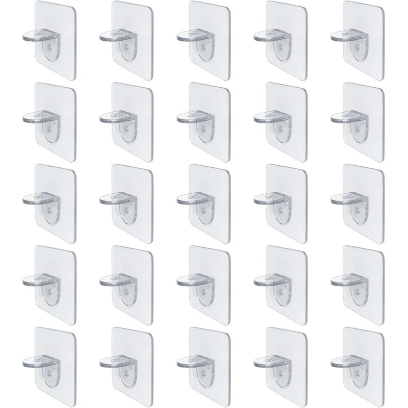 25 Pièces Chevilles de Support d'Étagère,Crochets Adhesifs,Supports Adhésifs pour Étagère,Crochets Muraux Auto-adhésifs,pour Salle Bain Cuisine à