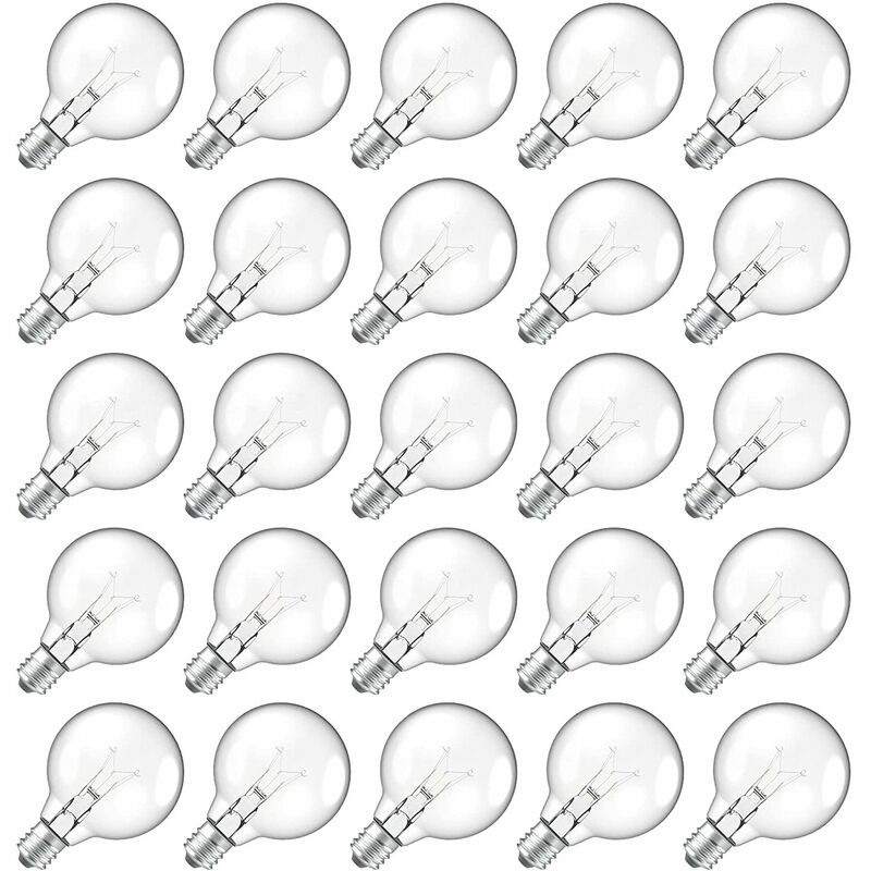 25 PièCes SéRies G40 Ampoules de Rechange E12 CandéLabre Culot à Vis led Globe Ampoules pour IntéRieur ExtéRieur Guirlandes Lumineuses Blanc Chaud