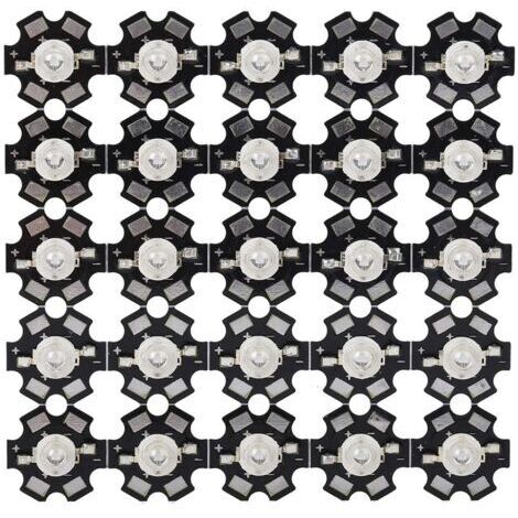 25 pièces 3W LED puce ultraviolette lumière 395nm-400nm lampe UV haute puissance perles diode puces avec base en aluminium