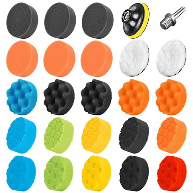 25 pièces 80mm Polissage Pad Éponge de Polissage Éponge polir Kit pour avec M14 Foret pour Voiture Ponçage Polissage pour ro/da Double Action