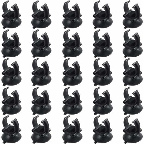 25 Pièces Aquarium Ventouse Porte-Tube, Support De Ventouse D'aquarium, Aquarium Sucker Réservoir De Poissons Ventouse Clip en Plastique PVC Noir