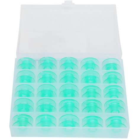 25 pièces Bobines de Machine à Coudre Vertes en Plastique Multifonction pour Couture et Broderie avec Boîte de Rangement
