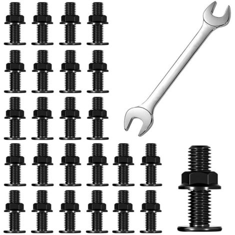 25 Pièces Boulon, M5 × 30 Tête Plate Boulons de Carrosserie en Acier Inoxydable avec Ecrous à Bride, avec Clé D'adaptation, pour Machines Industrielles de Construction (noir)