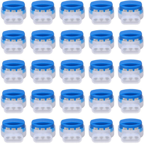 25 Pièces Connecteur IDC Étanche 3 Broches pour Câbles Électriques Pigtail à Déplacement d'Isolation