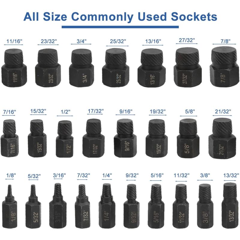 25 Pièces Extracteur de Vis Ecrou Antivol, Extracteur de Vis Cassée Haute Dureté, Extracteur de Goujon Multifonctionn