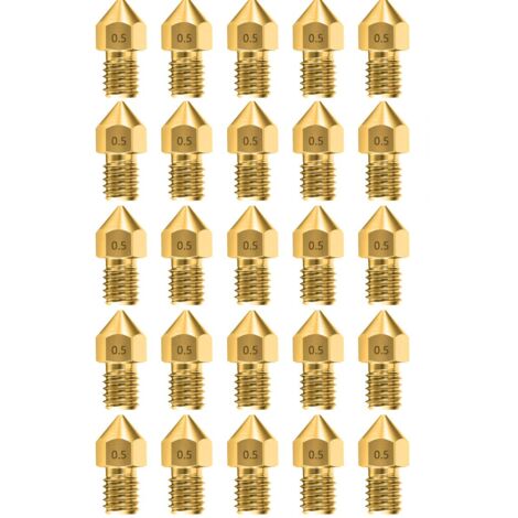 25 pièces extrudeuse buses d'imprimante 3D tete impression pour makerbot creality Cr - 10 Ender 3 et Ender 5 (0,5 mm)