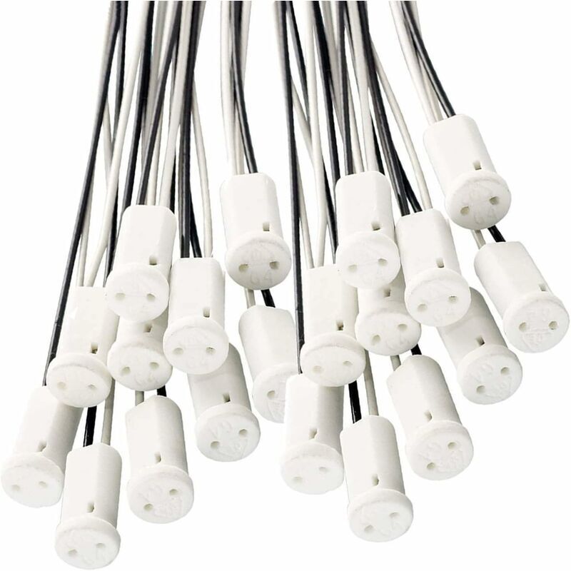 25 Pièces G4 Supports de Lampe Douille G4 Support de Lampe avec Support en Céramique pour Lampe Halogène led G4, câble 10 cm