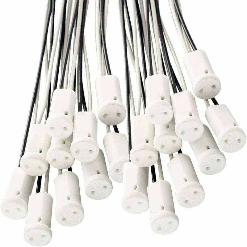 25 Pièces G4 Supports de Lampe Douille G4 Support de Lampe avec Support en Céramique pour Lampe Halogène LED G4, câble 10 cm