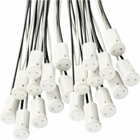 25 Pièces G4 Supports de Lampe Douille G4 Support de Lampe avec Support en Céramique pour Lampe Halogène LED G4, câble 10 cm