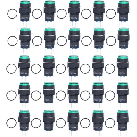 25 pièces interrupteur à bouton momentané autobloquant 8 broches 16mm rond avec lumière 12V pour ControlGreen