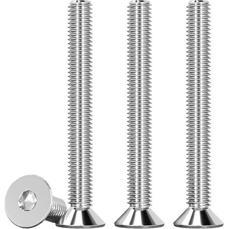 25 Pièces M5 X 50mm Vis à Tête Fraisée, à Six Pans Creux Argent en Acier Inoxydable A2 V2A Filetage Complet Norme DIN 7991 / ISO 10642 Vis Hexagonales