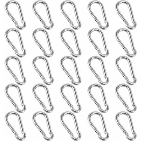 25 Pièces Mousquetons, 40 x 4 mm Petit Mousqueton, Mousqueton porte clé pour Sacs à Dos, Laisses de Chien, Camping, Pêche, Voyage-