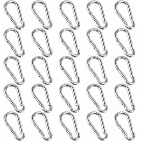25 Pièces Mousquetons, 40 x 4 mm Petit Mousqueton, Mousqueton porte clé pour Sacs à Dos, Laisses de Chien, Camping, Pêche, Voyage