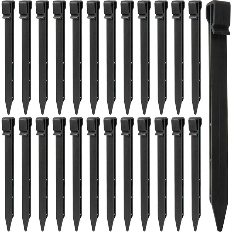 Tigrezy - 25 Pieces Plastic Ground Stakes, 25CM Heavy Duty Landscape Edging Stakes Tent Pegs Anchor Spikes for Tents Deck Board Lawn Edging Outdoor